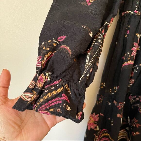 Anthropologie Black Floral Paisley Maxi Dress NWOT size 2 Boho - Picture 3 of 12
